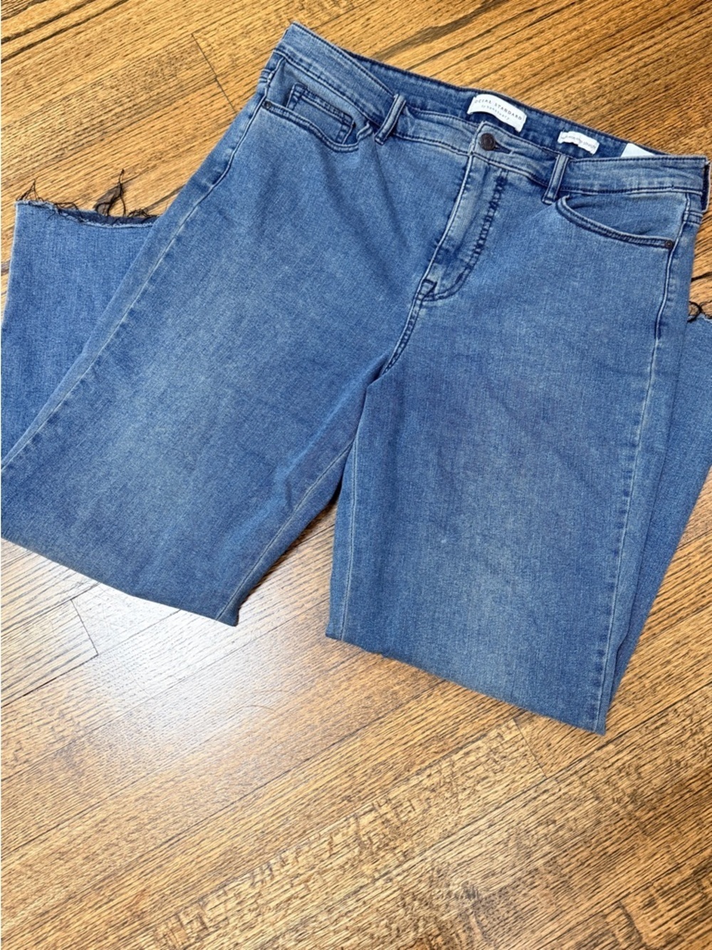 Social Standard by Sanctuary High Rise Crop Straight Jeans Size 14 Raw Hem
